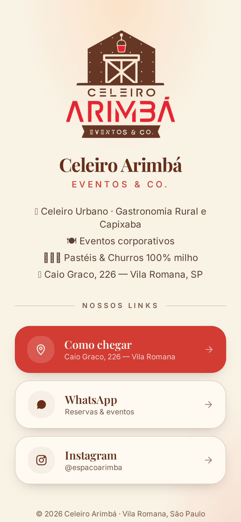 Prévia mobile do site Arimba