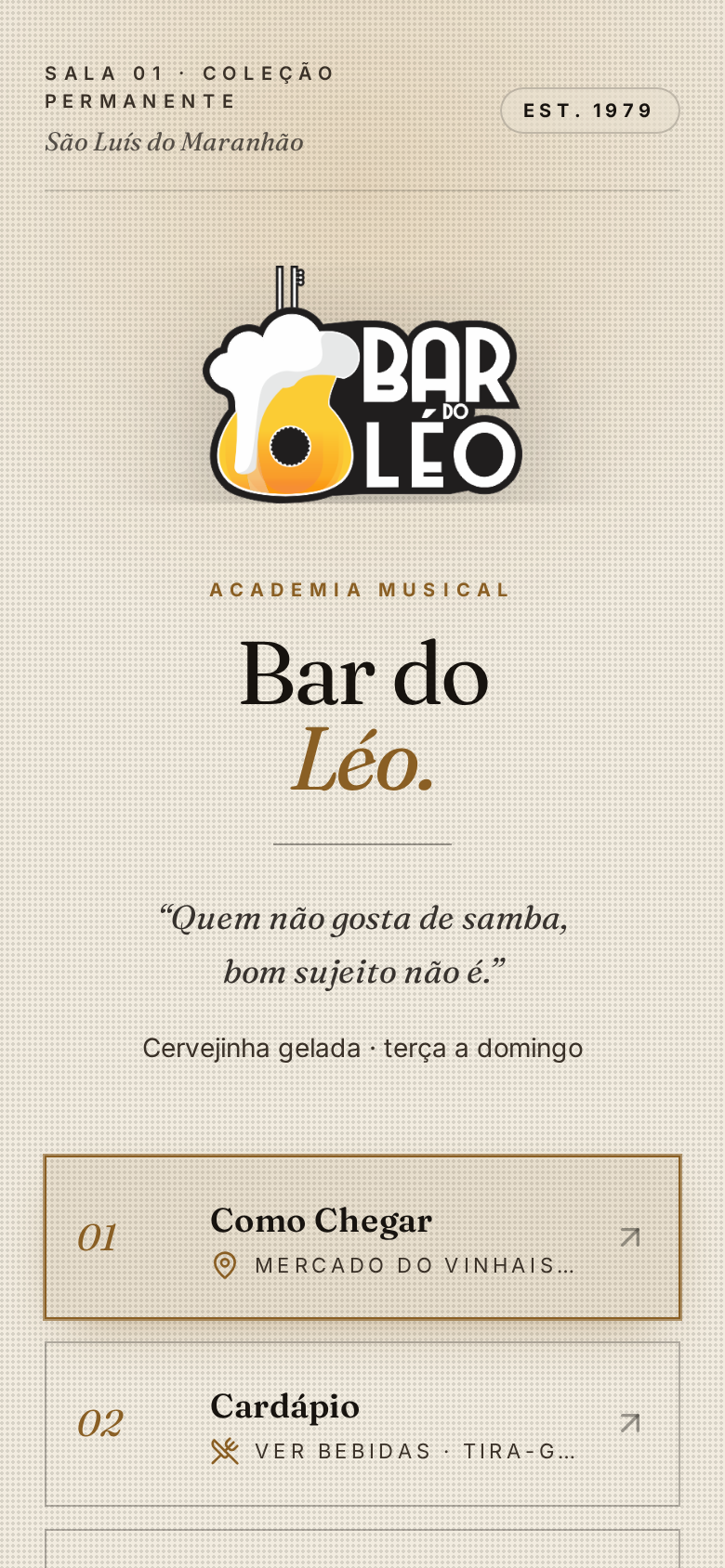 Prévia mobile do site Bar do Léo