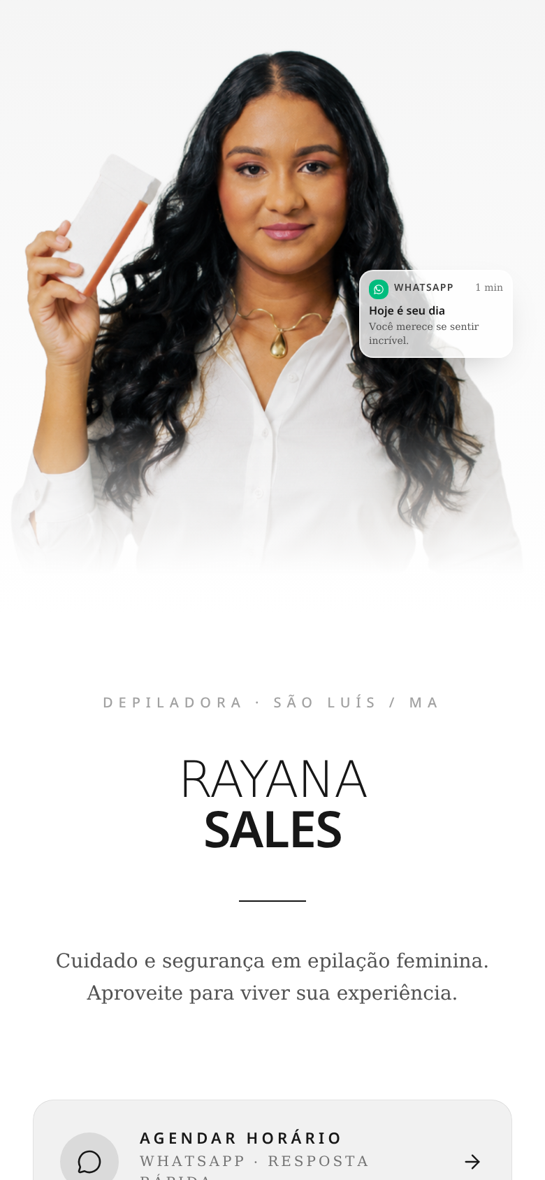 Prévia mobile do site Rayana Sales